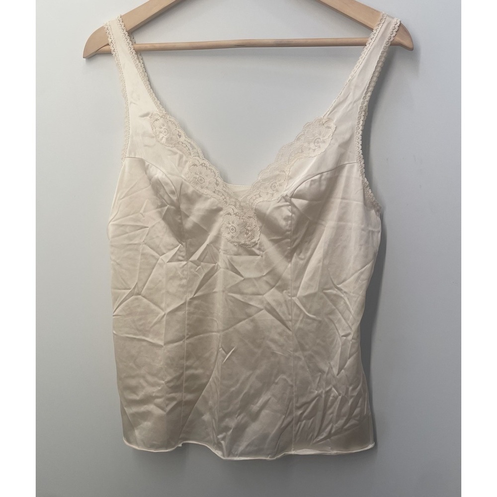 Vintage Vassarette Camisole Womens Size 38 Small Satin Lace Trim Cottagecore